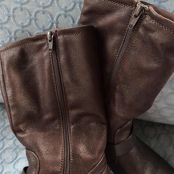 BareTraps Brown Leather Strap Mid Calf Boots - Picture 7 of 9